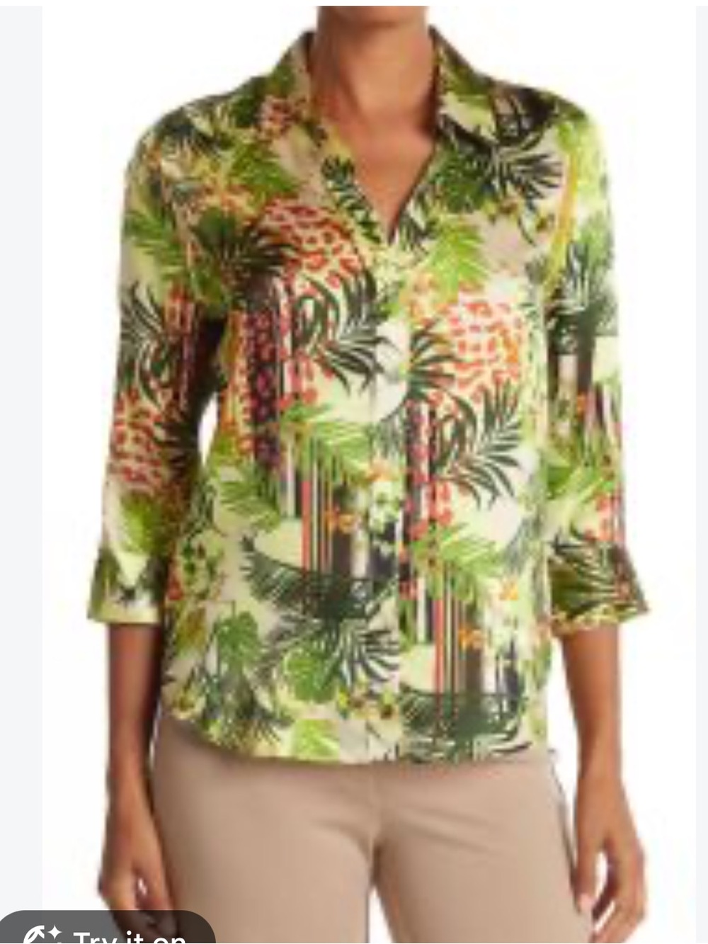 L'AGENCE Nina Tropical Print Silk Blouse Size S